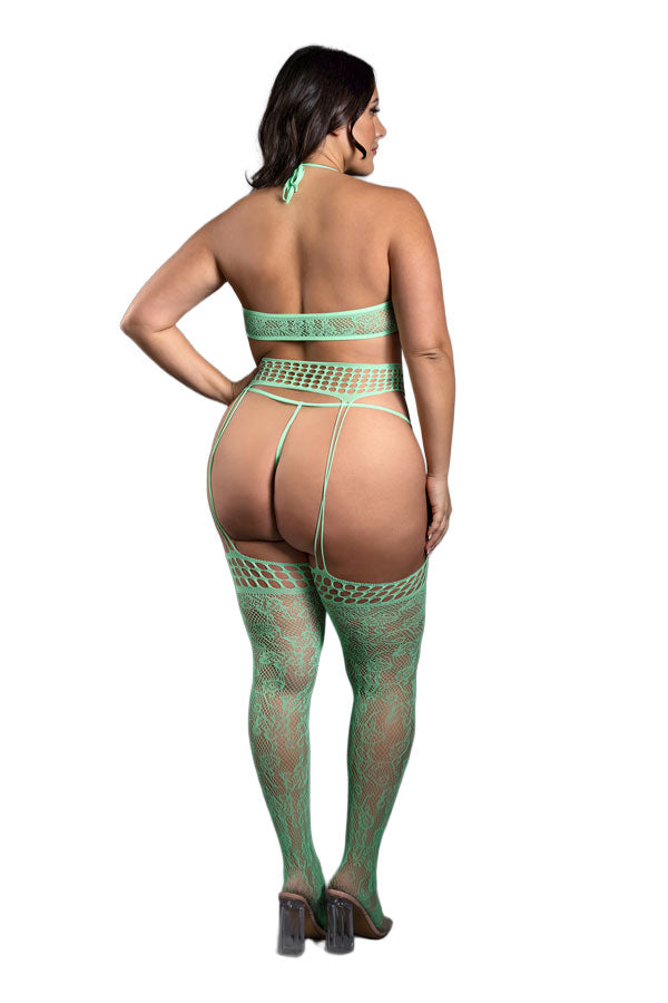 Heart Of Glass 3pc Gartered Stockings Set