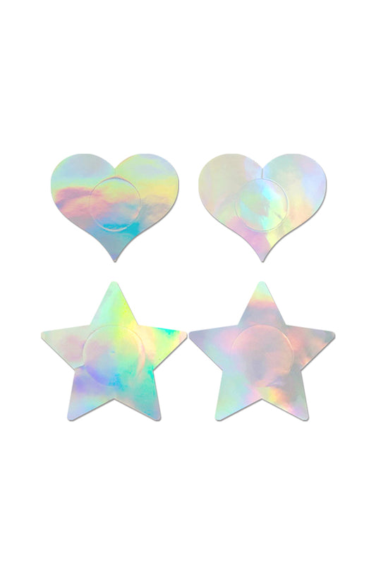 Fashion Pasties Set: Holographic Star & Heart