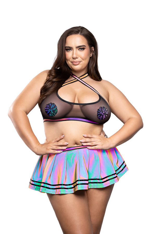Ready, Let's Glow! 4pc Cheerleader Costume Set Queen