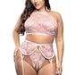 Bralette, Garter Belt & Crotchless Pearl G-string