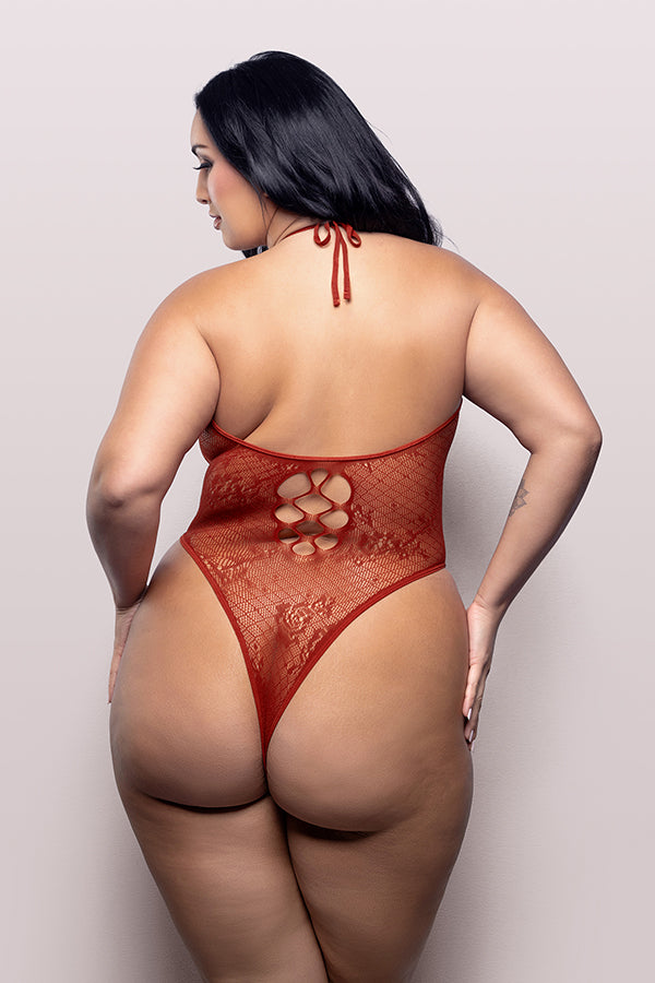Just Kissed Plunge Halter Teddy