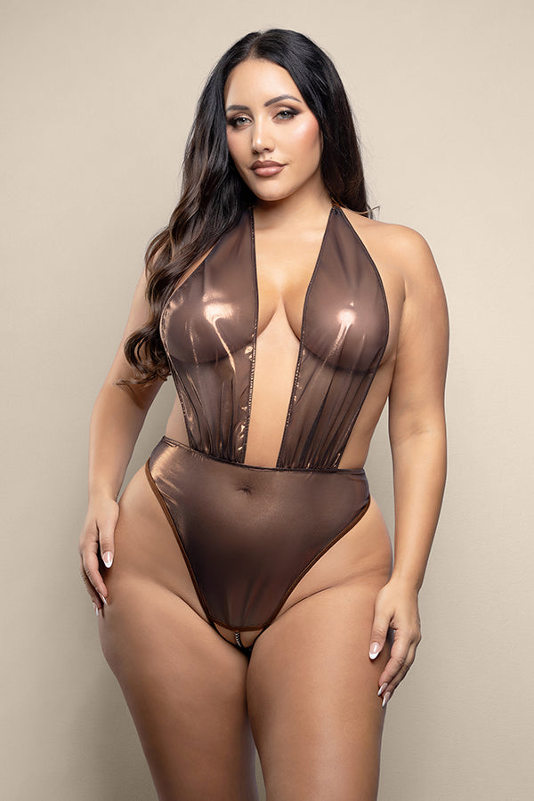Crotchless Pearl Plunge Teddy