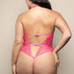 Crotchless Pearl Teddy Hot Pink