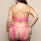 Halter Bra & Crotchless Pearl Panty Hot Pink