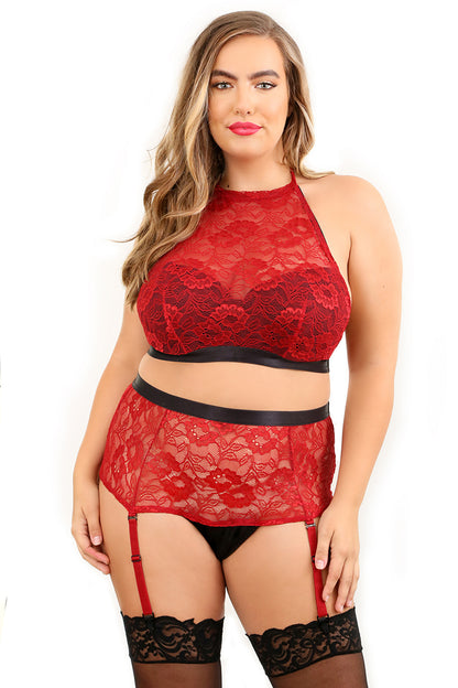 Aria Halter Top & Crotchless High Waist Panty