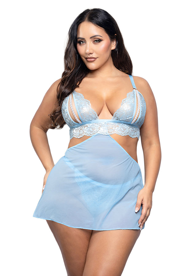 Bralette, Detachable Skirt & Crotchless Pearl G-string