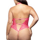 Crotchless Pearl Teddy Hot Pink