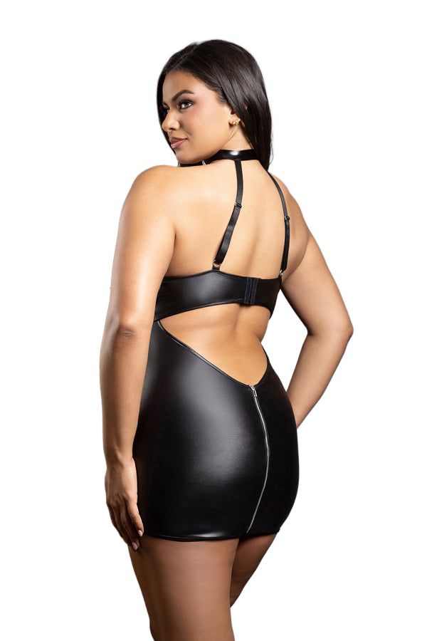 Zipper Chemise with Buckle Halter