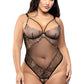 Crotchless Pearl Teddy Black