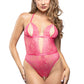 Crotchless Pearl Teddy Hot Pink