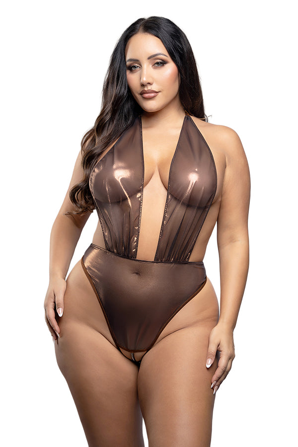 Crotchless Pearl Plunge Teddy