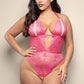 Crotchless Pearl Teddy Hot Pink