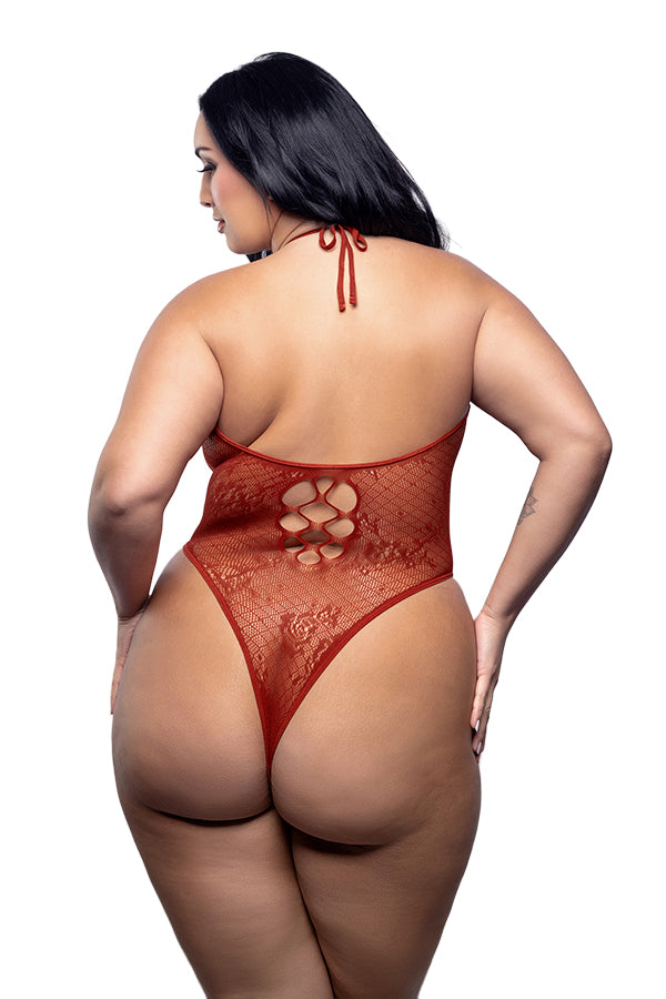 Just Kissed Plunge Halter Teddy